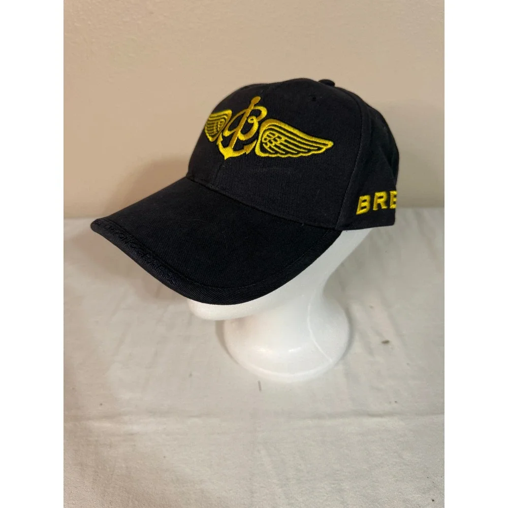Breitling Swiss Chronographs Hat Navy‎ Blue Yellow Embroidered Adjustable Cap